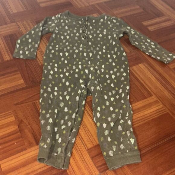 Old Navy Green Trees Long Sleeve Bodysuit 18-24 Months - Picture 1 of 4